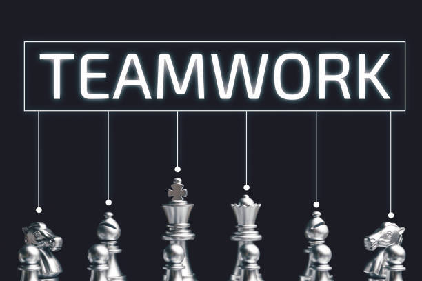 istock Teamwork concept in the form of chess pieces 1300493074