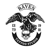 istock Raven emblem design 1300493276
