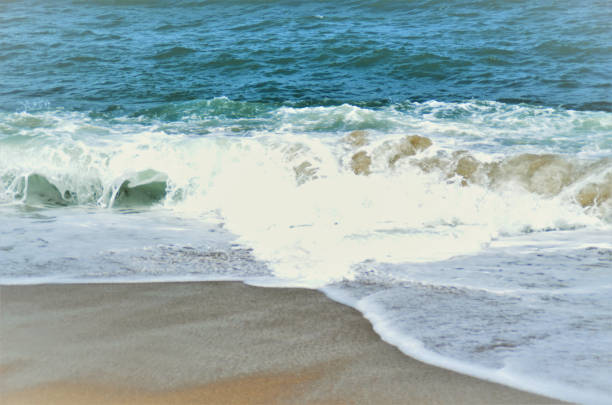 Rough Sea with Large Waves Breaking on the Coast