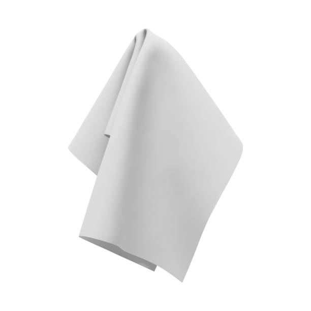 белая ткань полотенце, платок или скатерть висит - handkerchief stock illustrations
