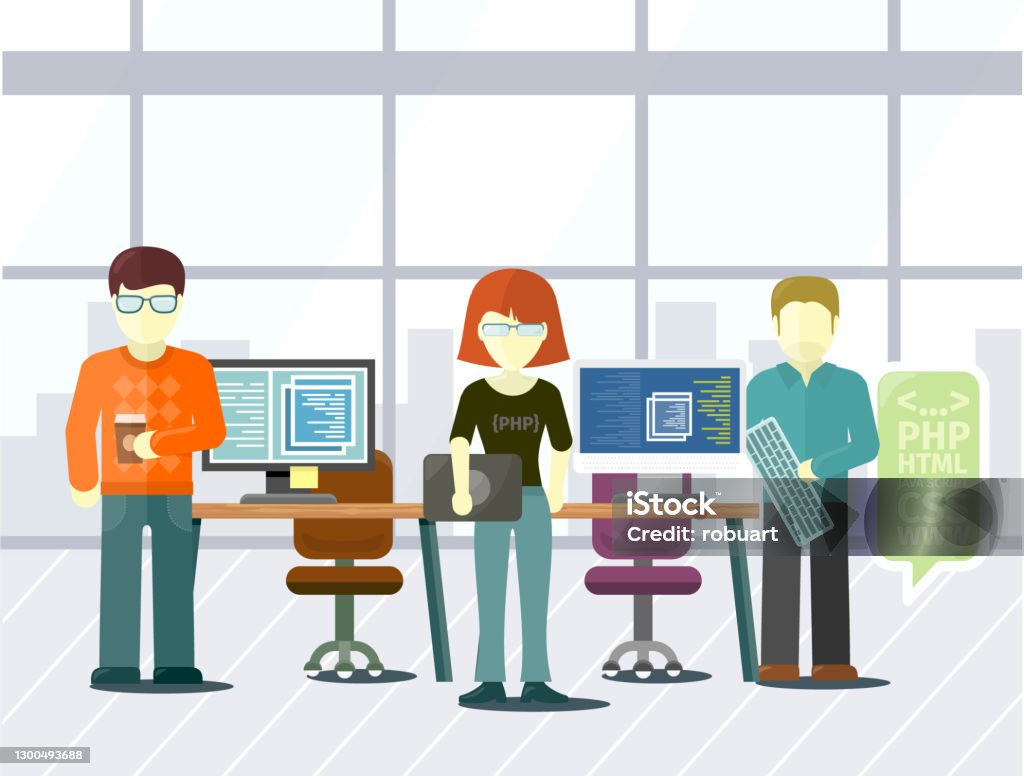 coding programmer code developer vector, programmer,... Programmers Coding In Computer Develop Vector Stock Illustration ...