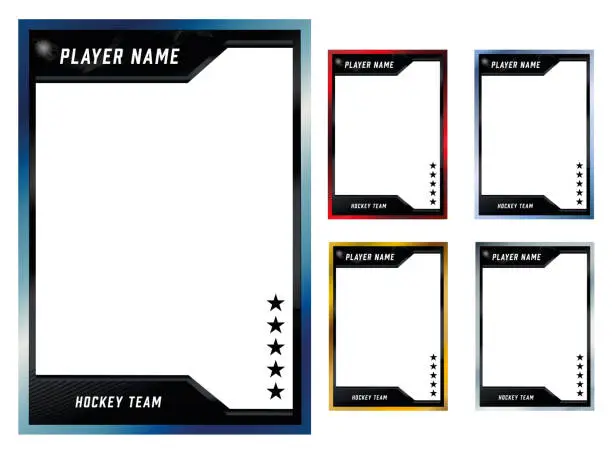 Vector illustration of Hockey player trading card frame border template design flyer