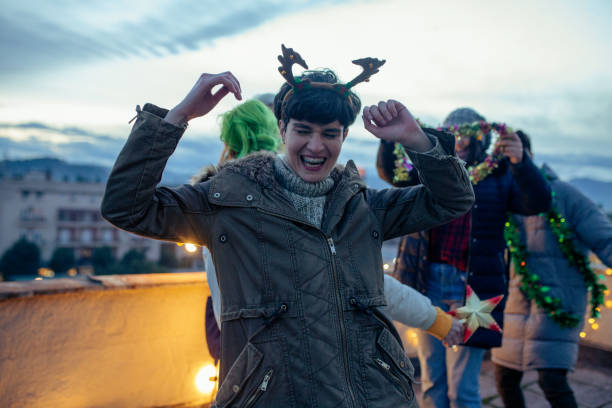 istock Friends Dancing At The Party 1300502635