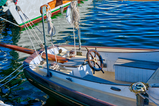 Sailboat at a pier-Mystic Connecticut