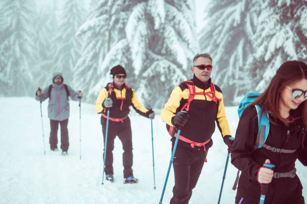 istock Alpinists Taking Safety Precautions While Walking In Mountain Snow In A Line 1300508719