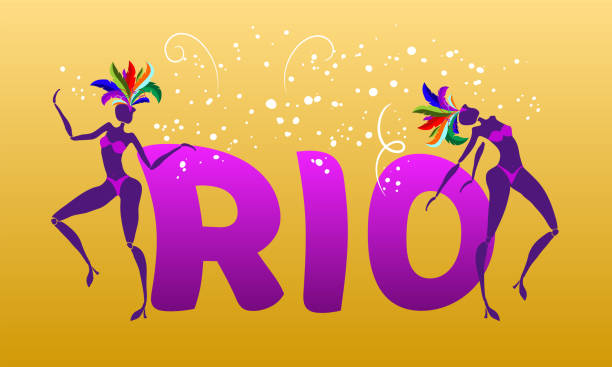 wort rio. rio de janeiro traditionellen karneval. vektor-illustration. - samba dancing dancer salsa dancing carnival stock-grafiken, -clipart, -cartoons und -symbole