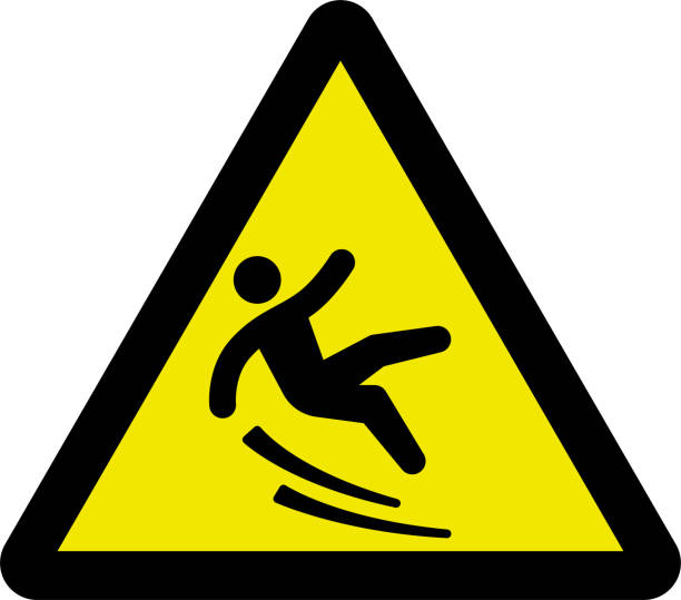 ilustrações, clipart, desenhos animados e ícones de sinal de alerta de deslizamentos de terra - falling accident danger slippery