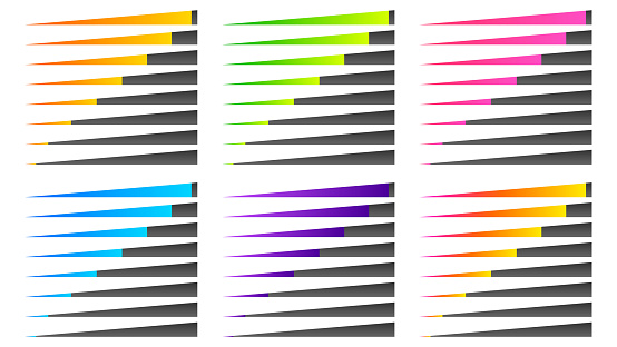 Loading Bar Color In Set Collection Progress Loading Bar Color Gradient Vector Design Style ...
