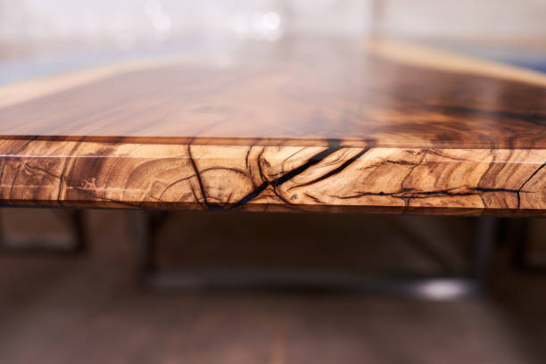 istock Texture of a wooden table with epoxy resin. 1300523535