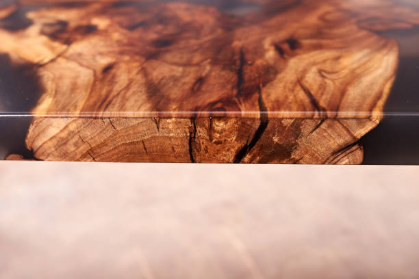 istock Texture of a wooden table with epoxy resin. 1300523548