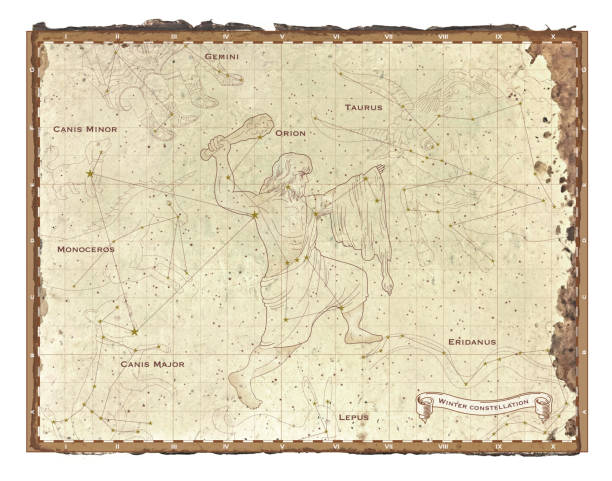 WINTER CONSTELLATION MAP WINTER CONSTELLATION MAP orion mythology stock illustrations