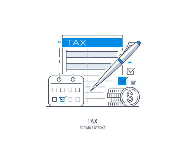 ilustrações, clipart, desenhos animados e ícones de conceito de pagamento de impostos. - tax tax form receipt refund