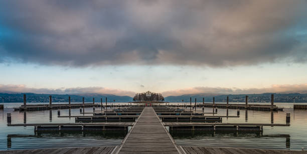 istock Symmetric moorings at Lake Constance 1300528298