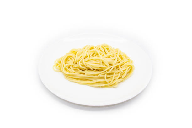istock The pasta on the white plate in the white background. Spaghetti on the plate. 1300534405
