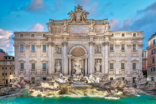 Magnificent Trevi Fountain from the Rococo period in Rome in Italy
