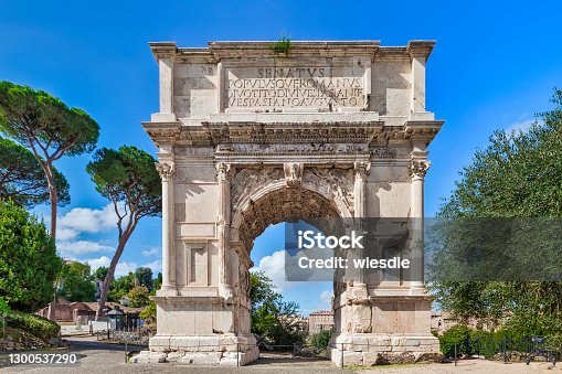 istock The iconic Titus arch on Via Sacra at the Roman Forum in Rome, Italy 1300537290