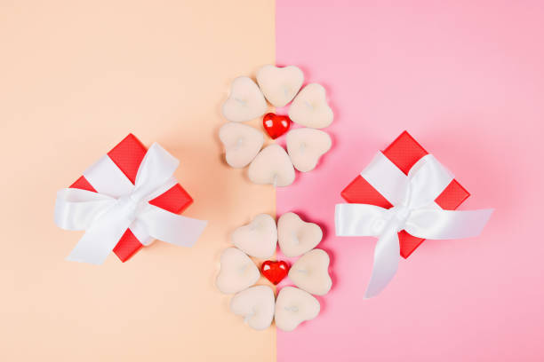istock Valentine's Day, composition of hearts on a pink background. View from above 1300543490