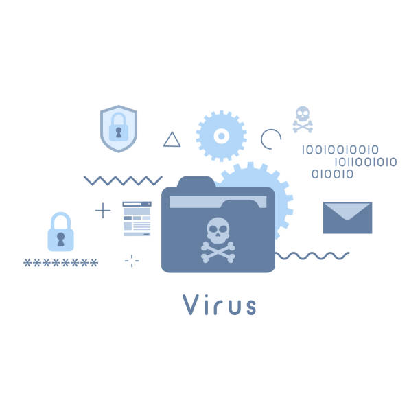 virus-symbol-vektor-illustration - network security antivirus software security computer stock-grafiken, -clipart, -cartoons und -symbole
