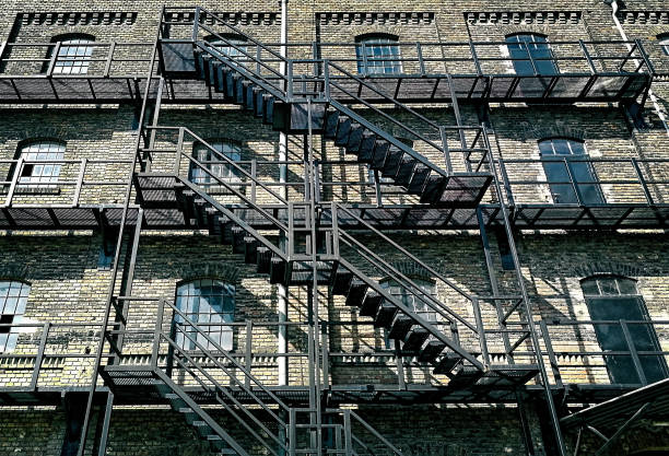 Low angle shot of a fire escape of a building stock photo