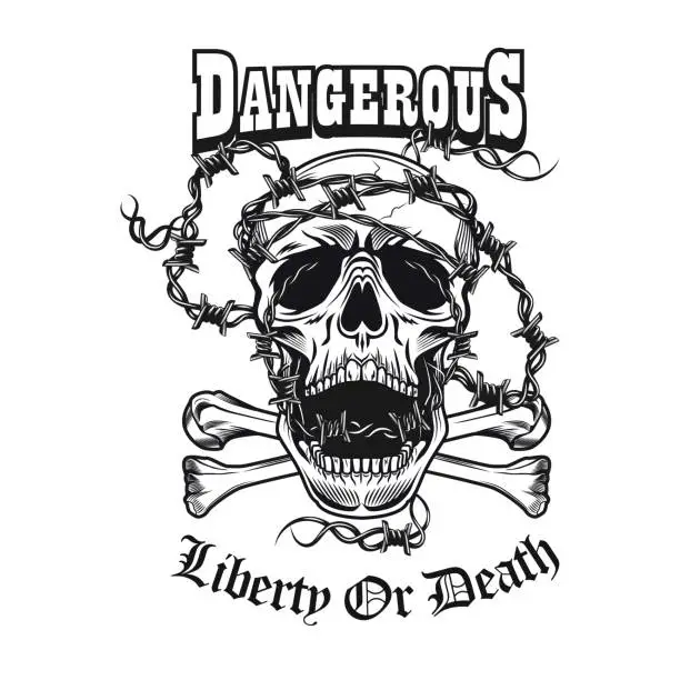 Vector illustration of Liberty or death tattoo design