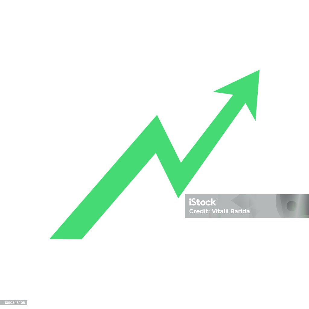 Growth arrow icon. Green arrow up. Growth arrow icon. Green arrow up. Success symbol. Vector isolated on white Arrow Symbol stock vector