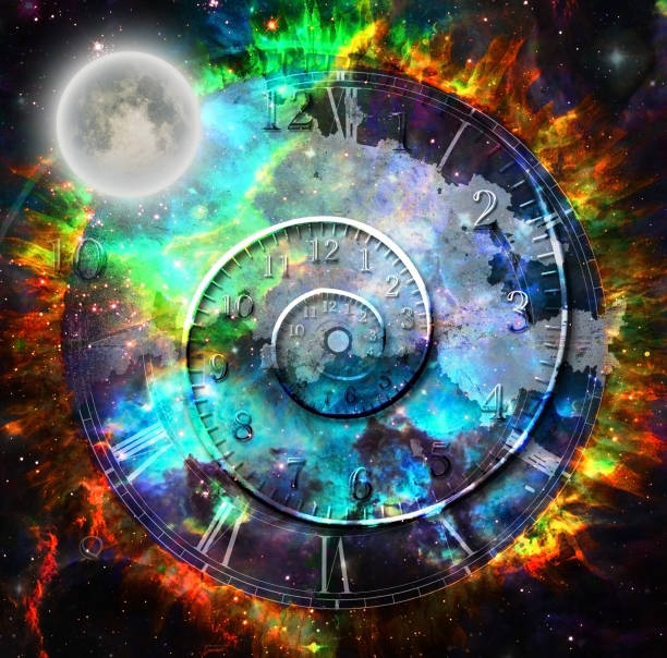 istock Moon in fantasy space with time spiral 1300550038