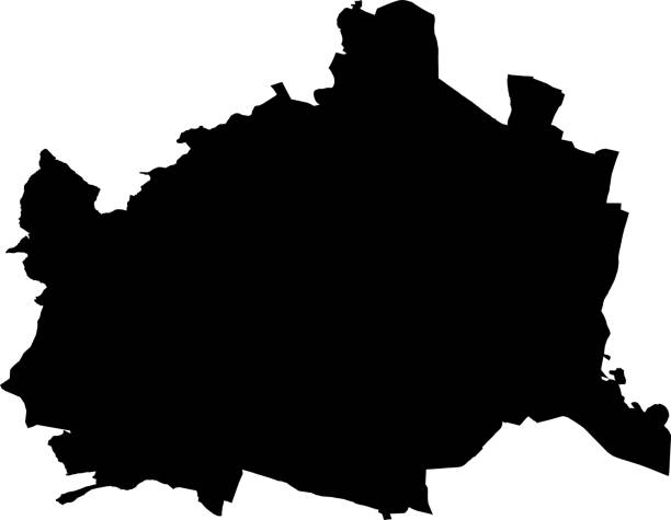 ilustrações de stock, clip art, desenhos animados e ícones de black map of vienna, austria - austria vienna map horizontal