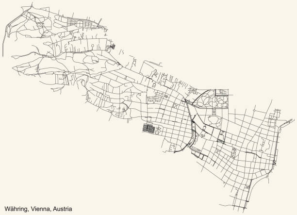 ilustrações de stock, clip art, desenhos animados e ícones de street roads map of the währing district of vienna, austria - austria vienna map horizontal