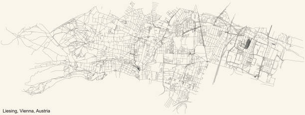 ilustrações de stock, clip art, desenhos animados e ícones de street roads map of the liesing district of vienna, austria - austria vienna map horizontal