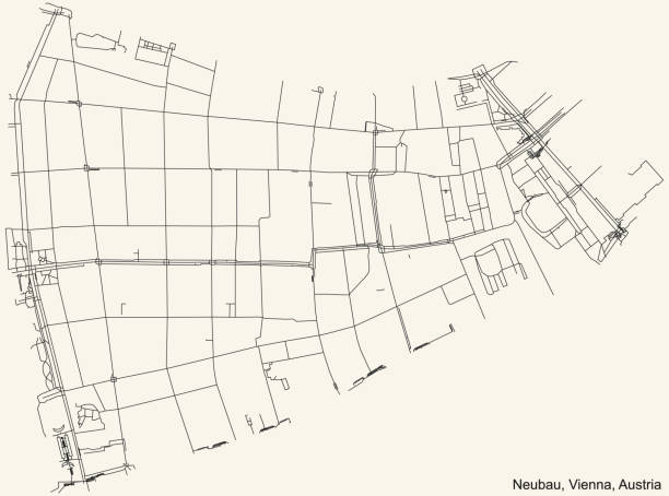 ilustrações de stock, clip art, desenhos animados e ícones de street roads map of the neubau district of vienna, austria - austria vienna map horizontal