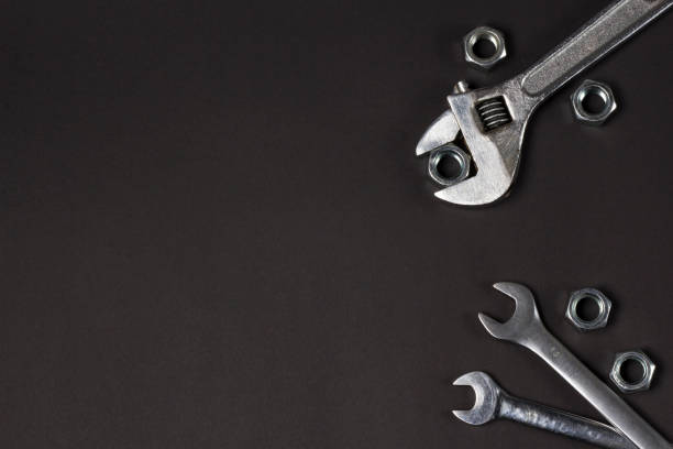 istock A set of repair tools on black background 1300556739
