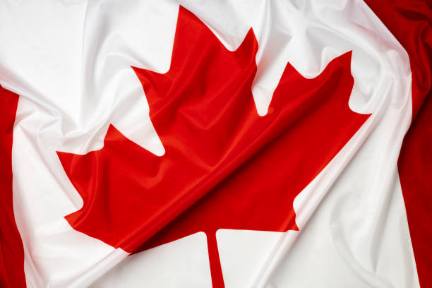 istock Rippled textile flag of Canada close up 1300558384