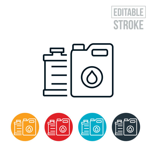 Radiator With Coolant Thin Line Icon - Editable Stroke An icon of a radiator and a container of engine coolant. The icon includes editable strokes or outlines using the EPS vector file. coolant stock illustrations