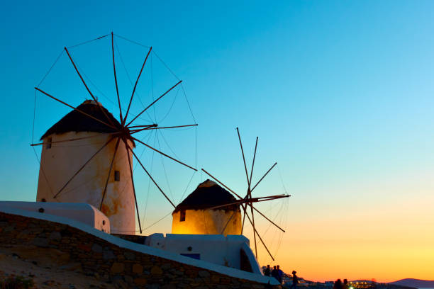 istock Windmills in Mykonos island in Greece 1300560551