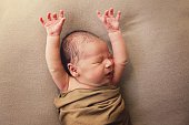 Newborn Baby Stretching and Yawning