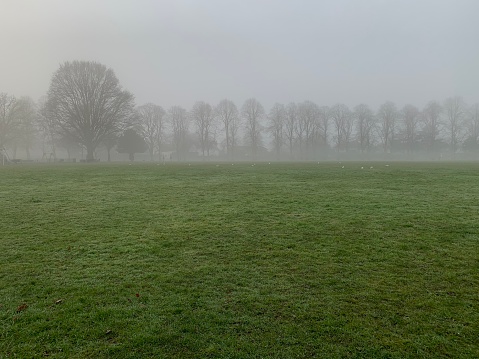 Extremely foggy Stoke Park early morning sky Guildford Surrey England Europe