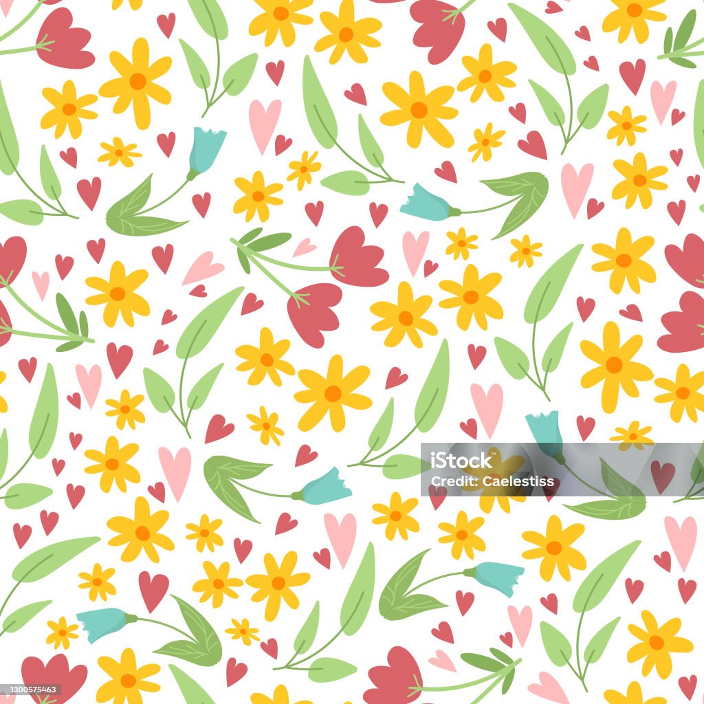 Nền Hoa Văn Liền Mạch Với Các Yếu Tố Hoa Mùa Xuân Theo Phong Cách ...