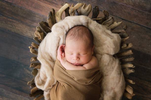 istock Newborn Baby Swaddled and Sleeping 1300577330