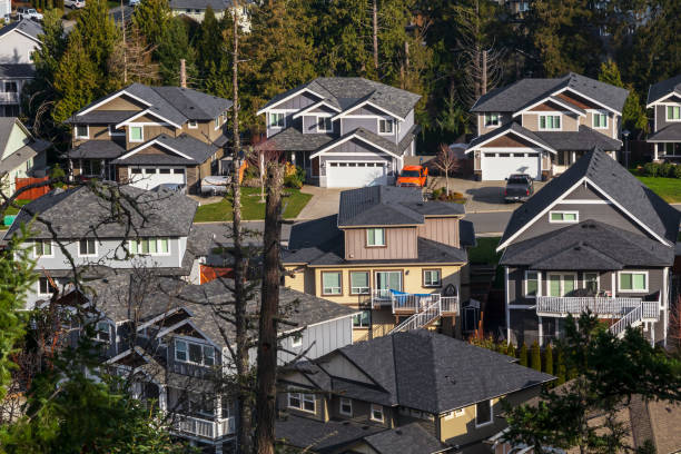 Residential Homes View of some residential homes located on southern Vancouver Island. colwood photos stock pictures, royalty-free photos & images