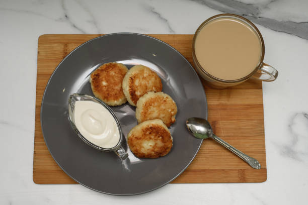istock Homemade cheesecakes with cottage cheese, coffee 1300601361