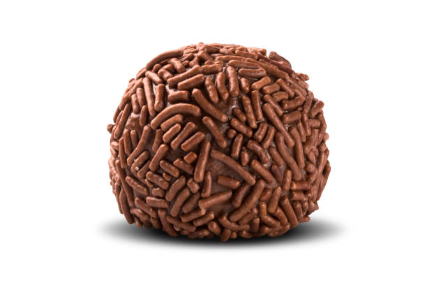 Traditional Brazilian brigadeiro isolated on white background