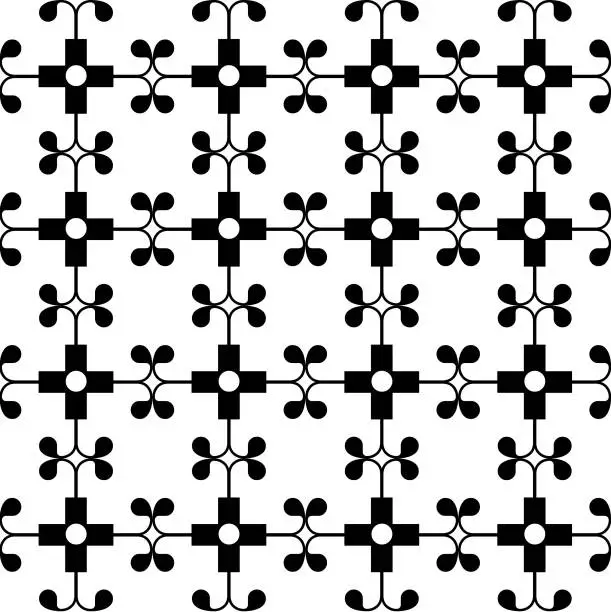 Vector illustration of Quaint squares seamless pattern made with black geometric shapes