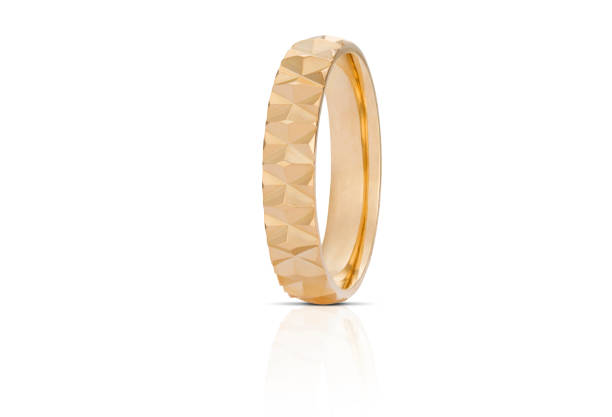 istock Golden diamond ring isolated on white 1300606399