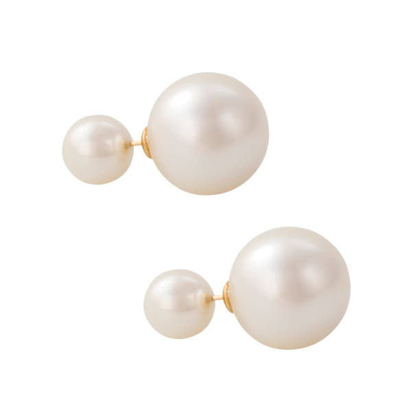 istock Golden earrings with gemstone isolated on white background 1300607091