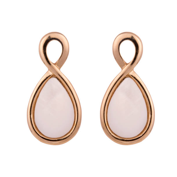istock Golden earrings with gemstone isolated on white background 1300607271