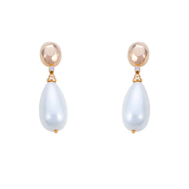 istock Golden earrings with gemstone isolated on white background 1300608133