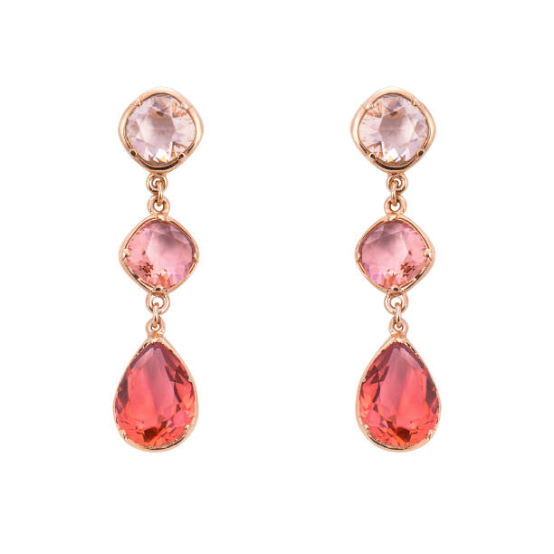 istock Golden earrings with gemstone isolated on white background 1300608167