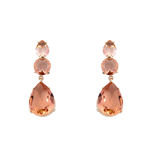 istock Golden earrings with gemstone isolated on white background 1300608179