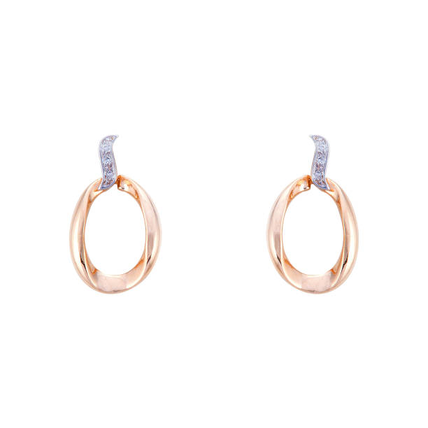istock Golden earrings with gemstone isolated on white background 1300608301