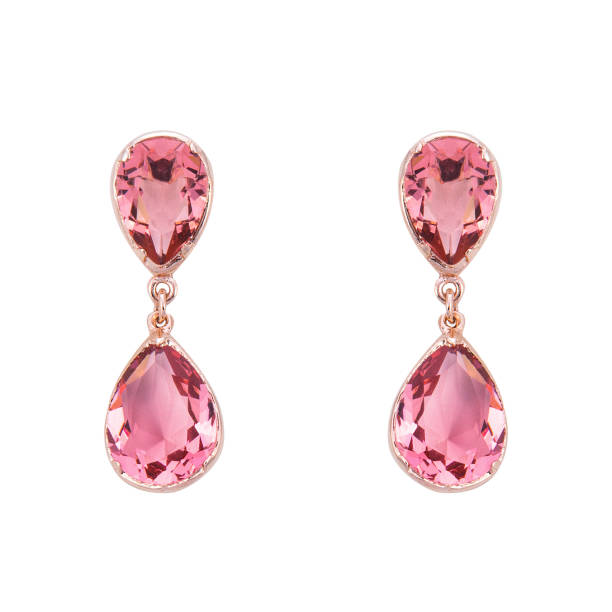 istock Golden earrings with gemstone isolated on white background 1300608407